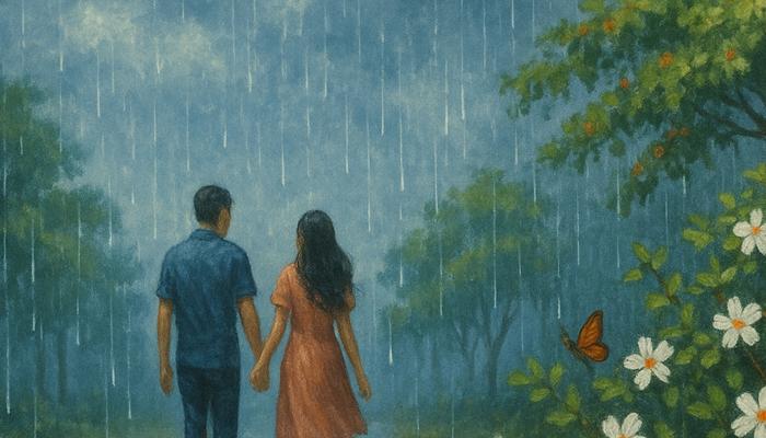 "ছাতাহীন পথে বৃষ্টি জড়িয়ে "- খাজিনা খাজি